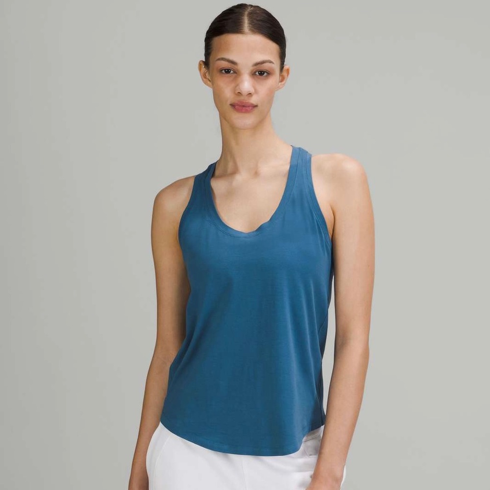 Lululemon NWT Love Tank in Soft Denim Teal Blue Pima Cotton Athletic Top size 10